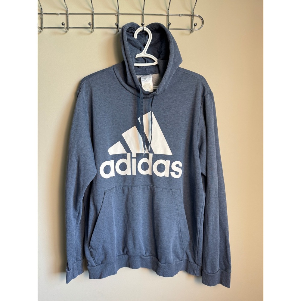 Adidas Mens Grayish Blue Marled Hoodie Size L Athleisure Sportswear Gorpcore